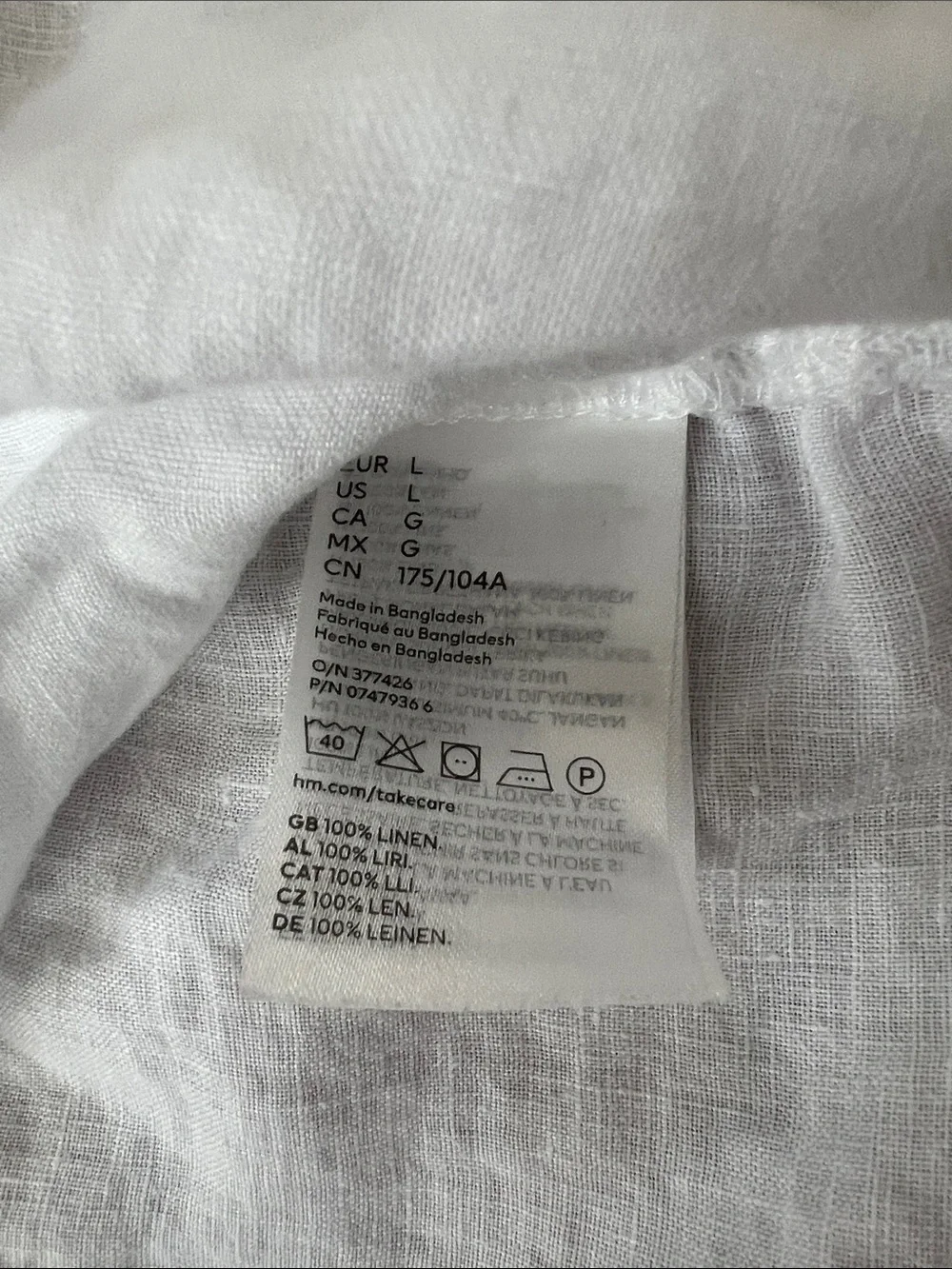White Linen Pajama Set Size Large - Picture 6 of 6